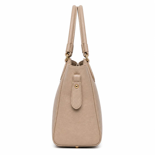 Bagblom Beige Structured Tote Handbag