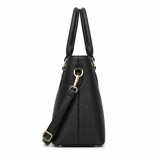 Bagblom Black Structured Tote Handbag with Dual Handles