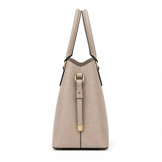 Bagblom Taupe Faux Leather Tote Handbag for Women