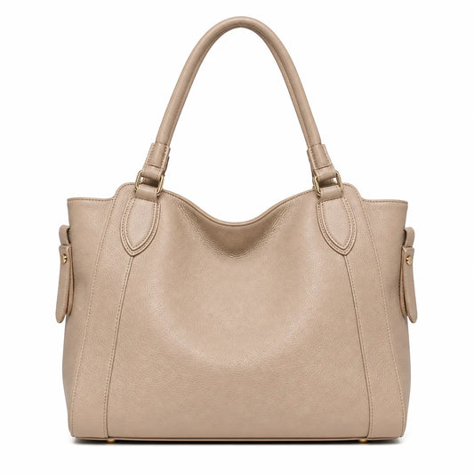 Bagblom Beige Structured Tote Handbag