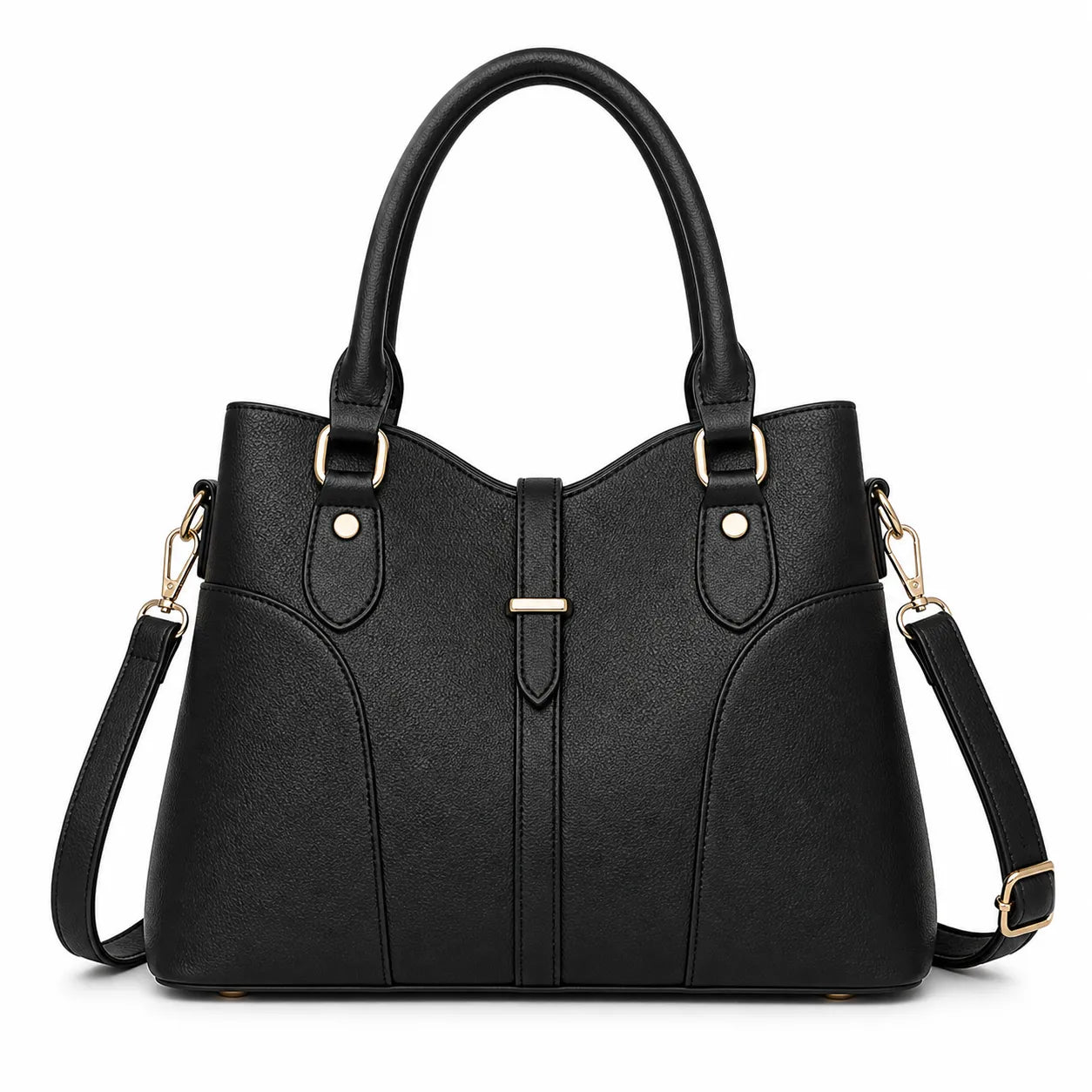 Bagblom Black Structured Tote Handbag with Dual Handles