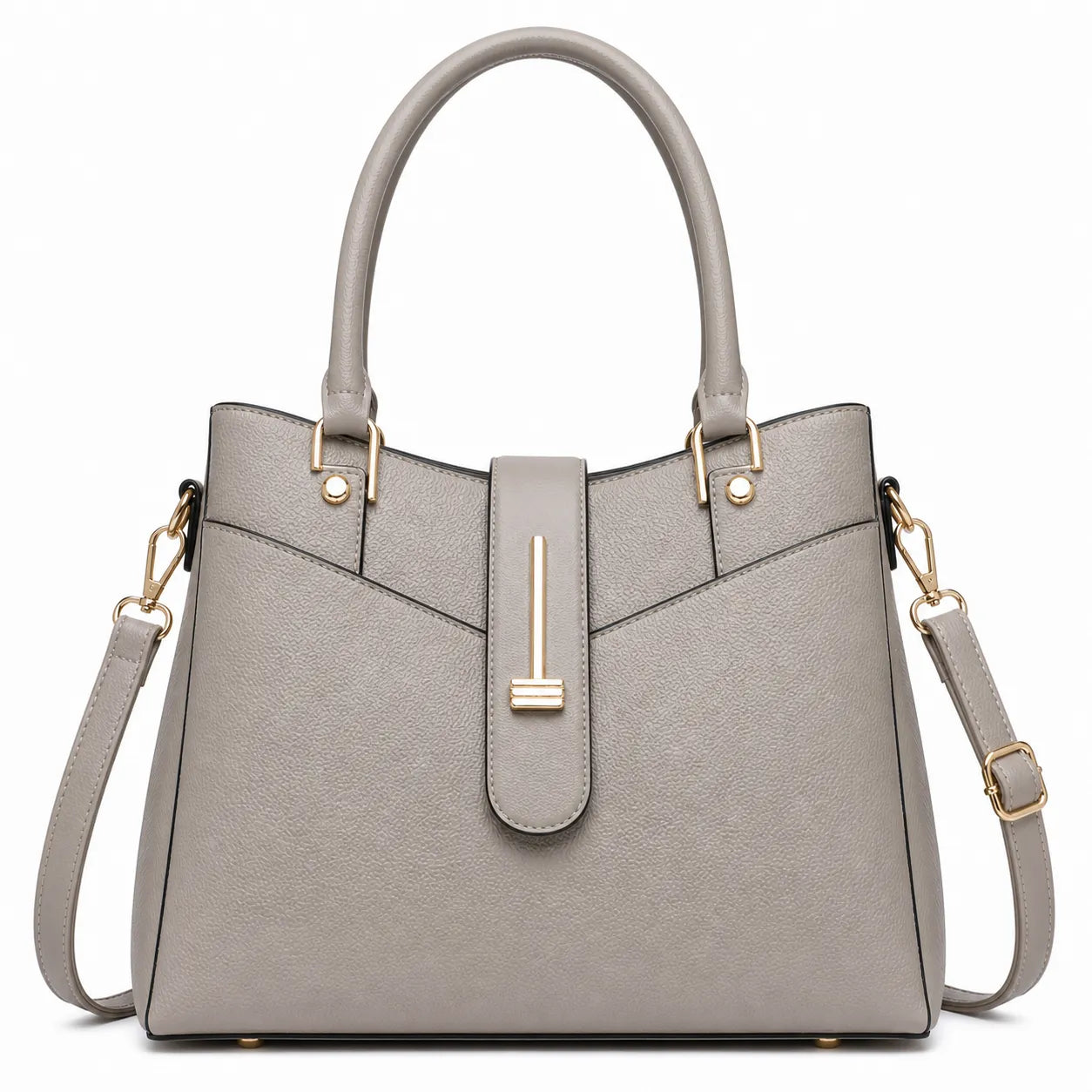 Bagblom Light Grey Structured Tote Handbag