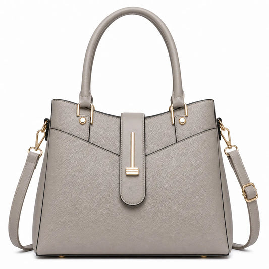 Bagblom Light Grey Structured Tote Handbag