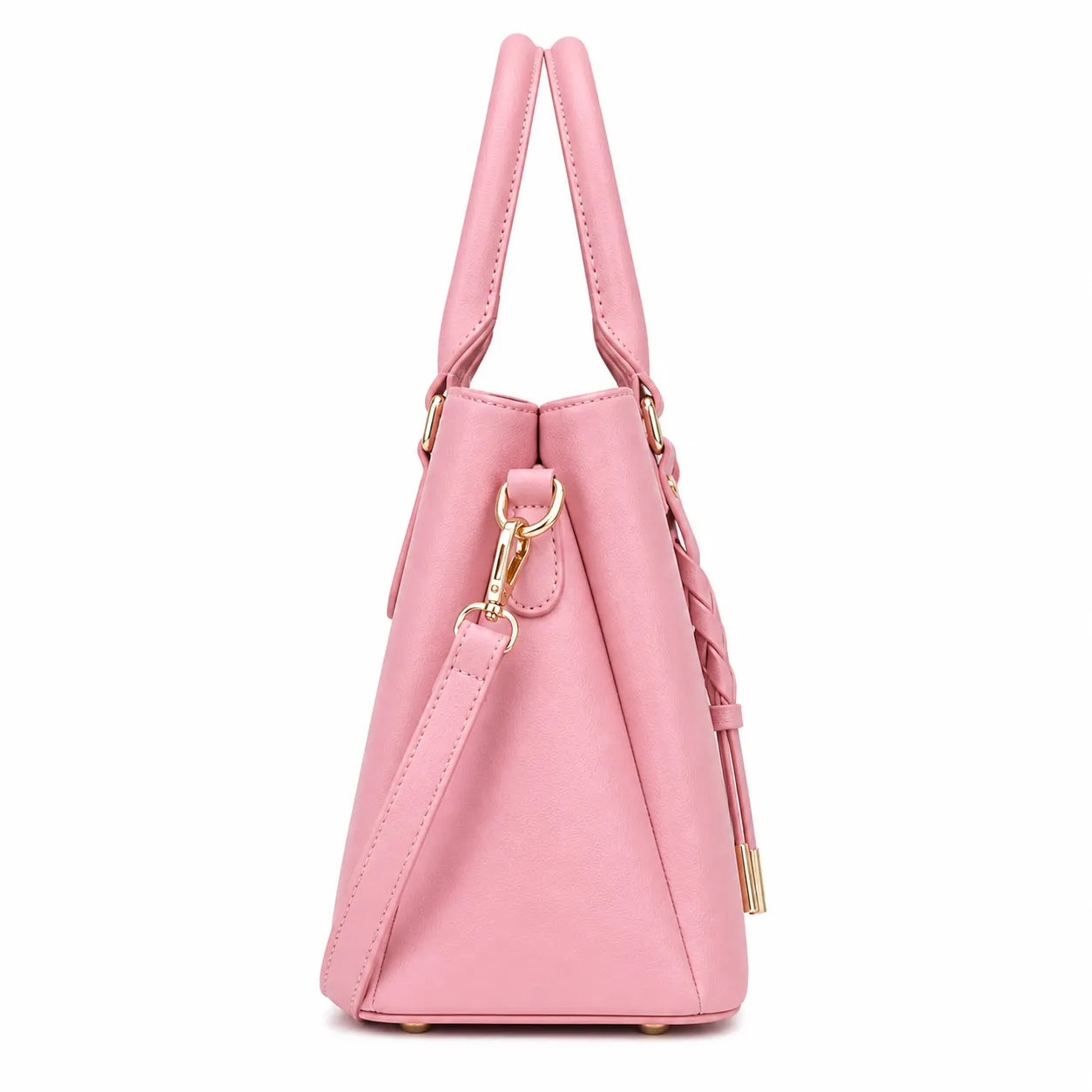 Bagblom Pink Structured Tote Handbag with Dual Handles