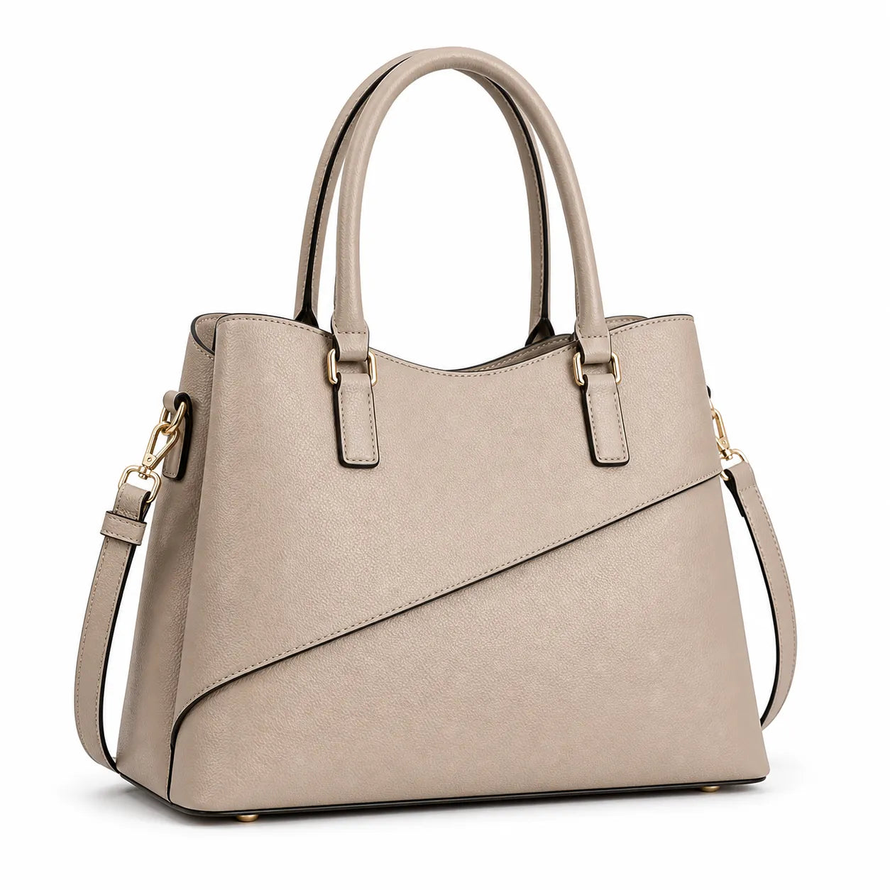 Bagblom Taupe Faux Leather Tote Handbag for Women