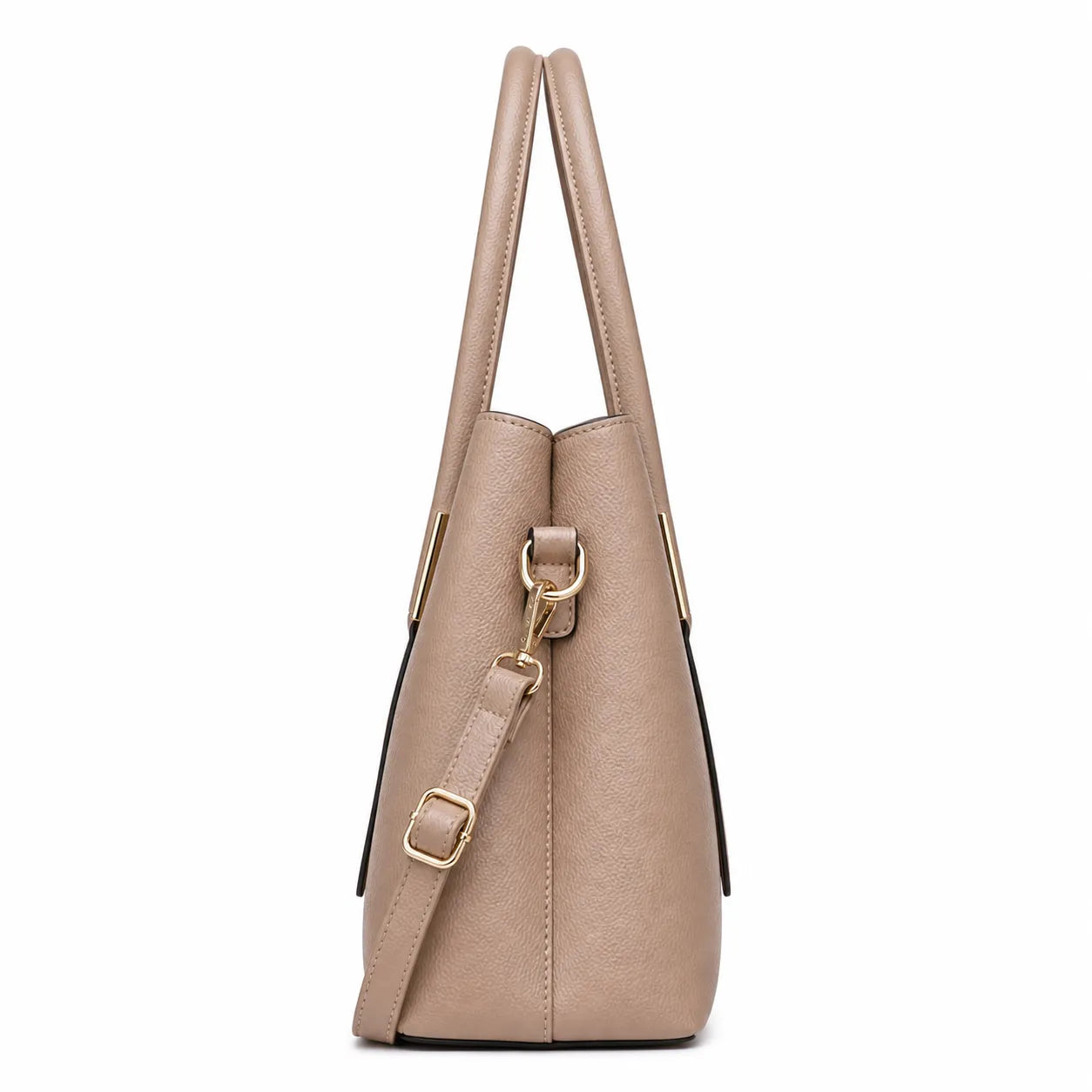 Bagblom Taupe Structured Tote Handbag with Shoulder Strap